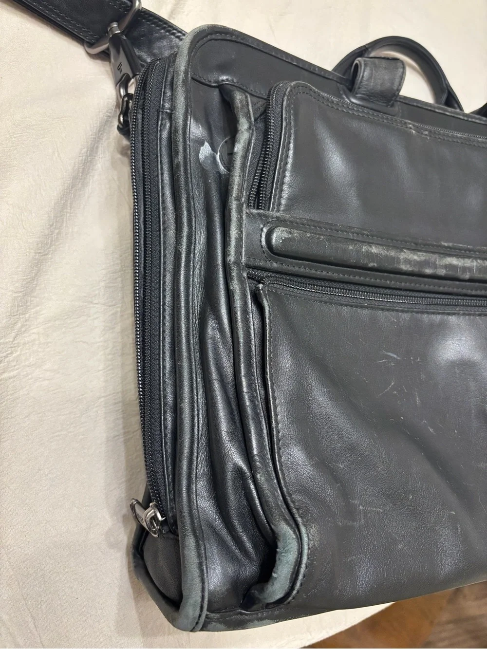 Tumi Alpha Leather Messenger and Laptop Bag
